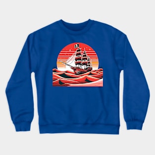 Pirate ship in the red desert Crewneck Sweatshirt